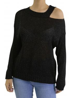 Maglia in lurex con dettaglio sulla spalla 